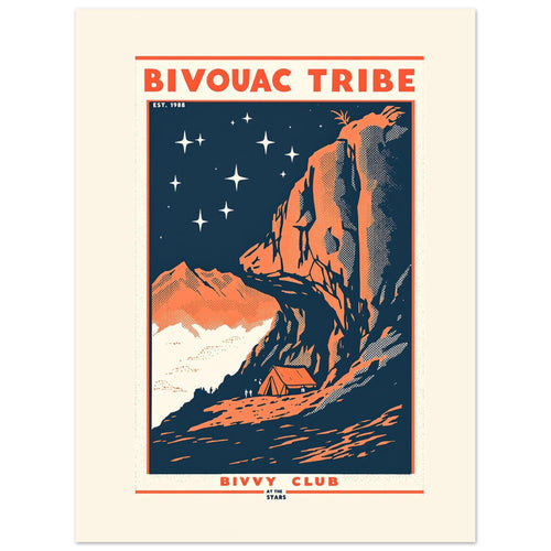 Bivouac Tribe Vintage Travel Poster Art Print — detail view | Wild Thread Co