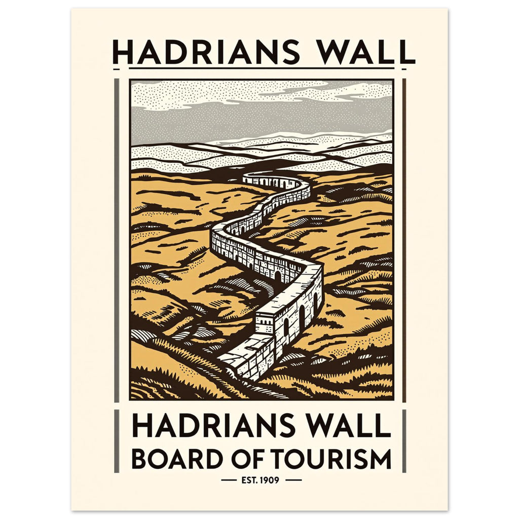 Hadrians Wall Vintage Travel Poster Art Print — detail view | Wild Thread Co