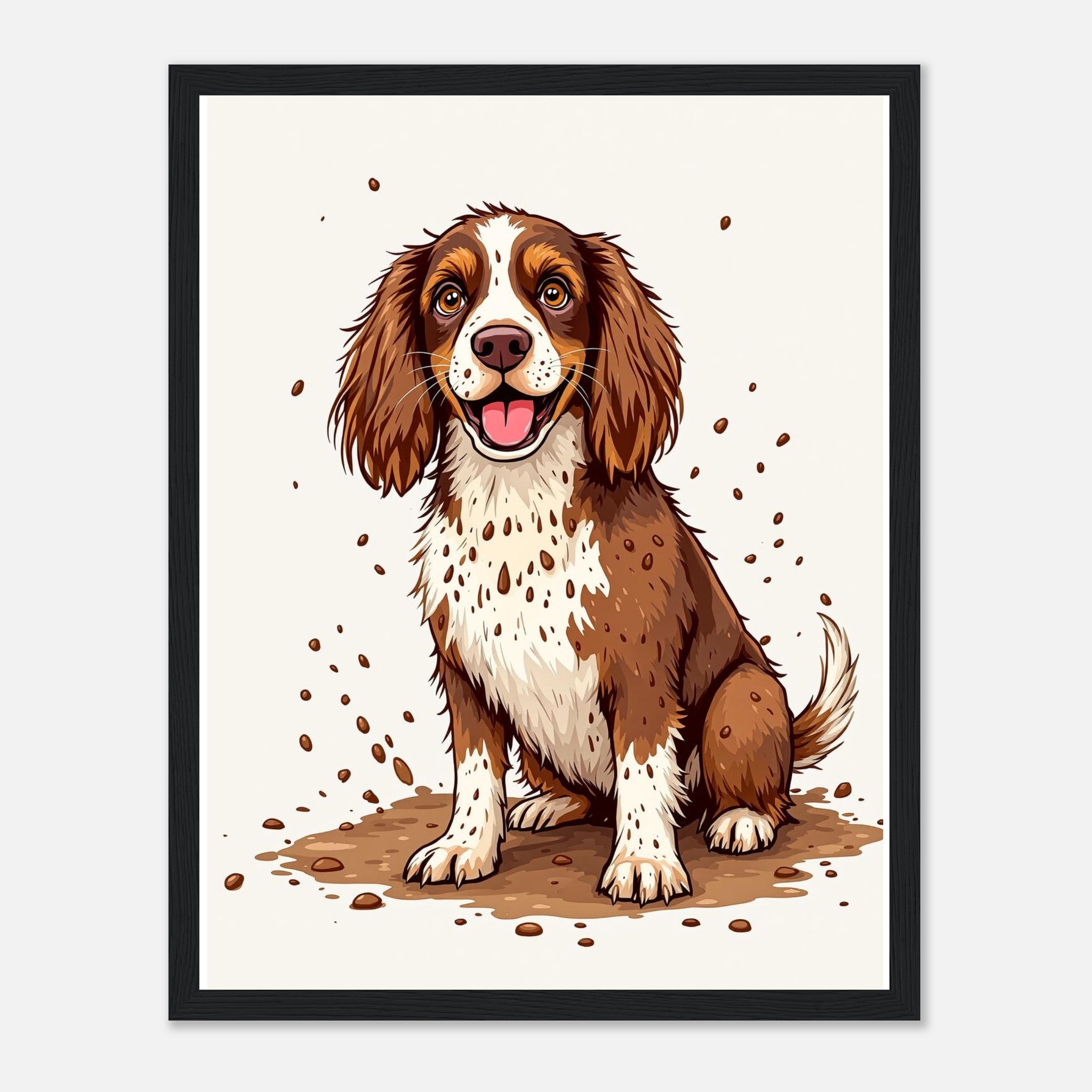 Springer Spaniel Mud Framed Art Print — detail view | Wild Thread Co