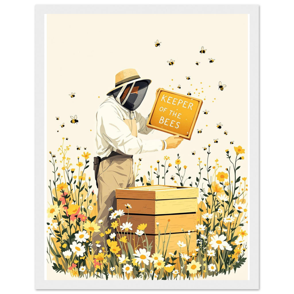Beekeeper Meadow Hive Framed Art Print — detail view | Wild Thread Co