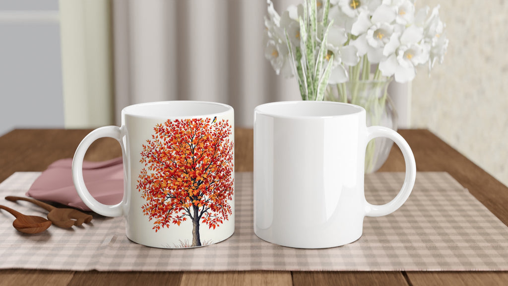 Rowan Red Berry Autumn Fieldfares Mug — detail view | Wild Thread Co