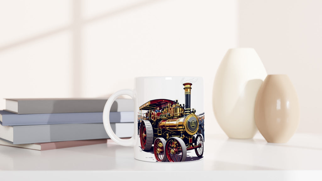 Steam Traction Engine Rally Mug — detail view | Wild Thread Co