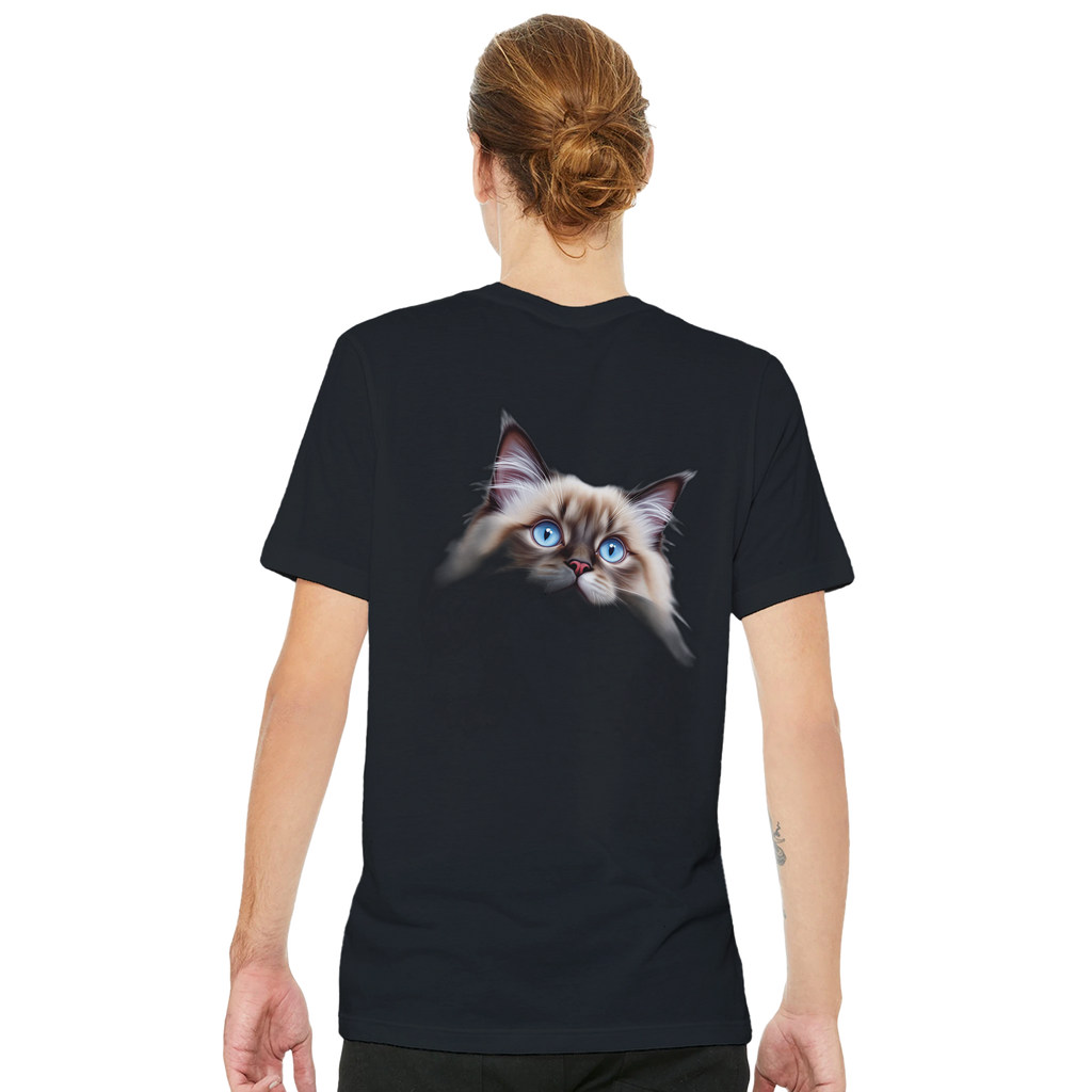 Ragdoll Cat Blue Eyes T-Shirt — detail view | Wild Thread Co