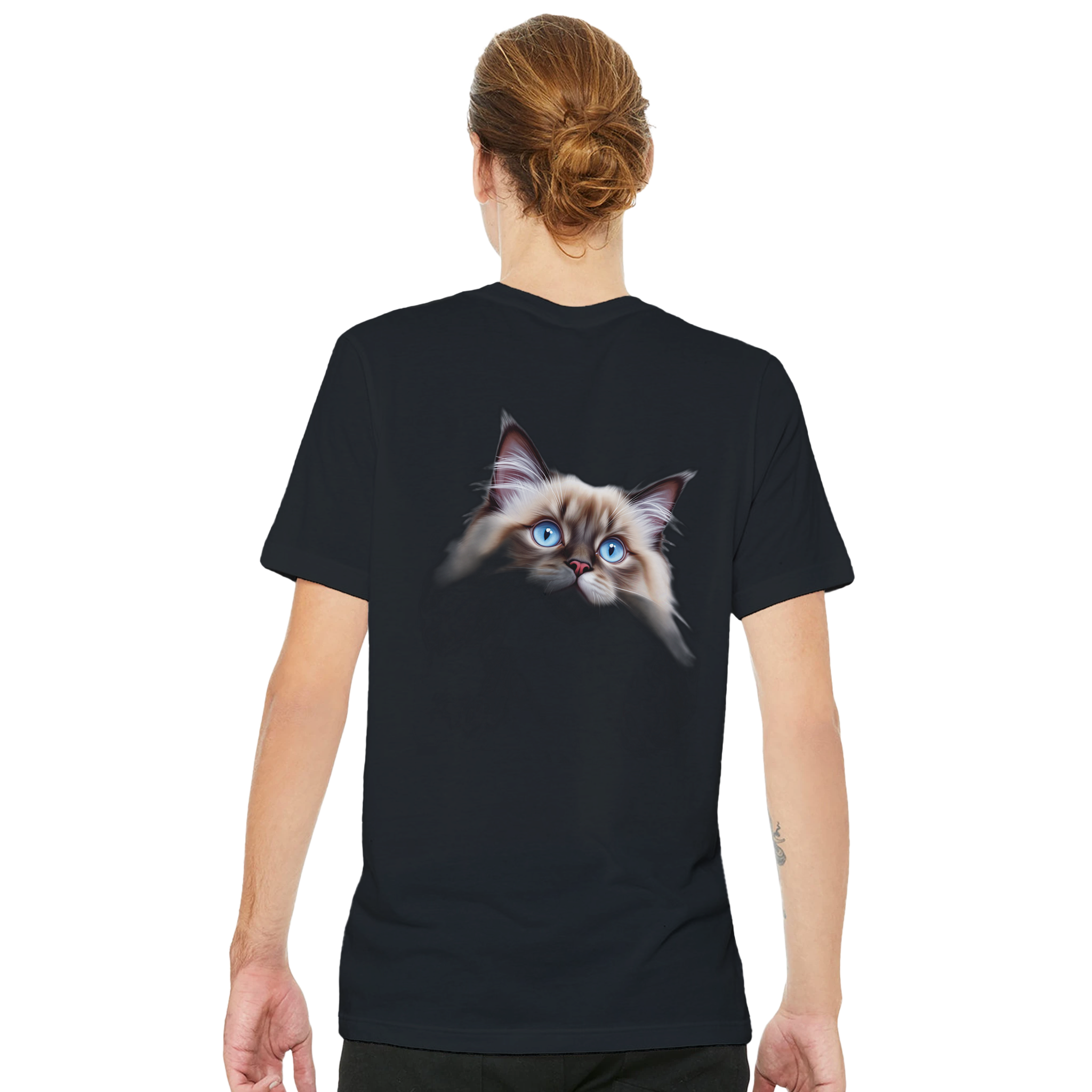 Ragdoll Cat Blue Eyes T-Shirt — detail view | Wild Thread Co