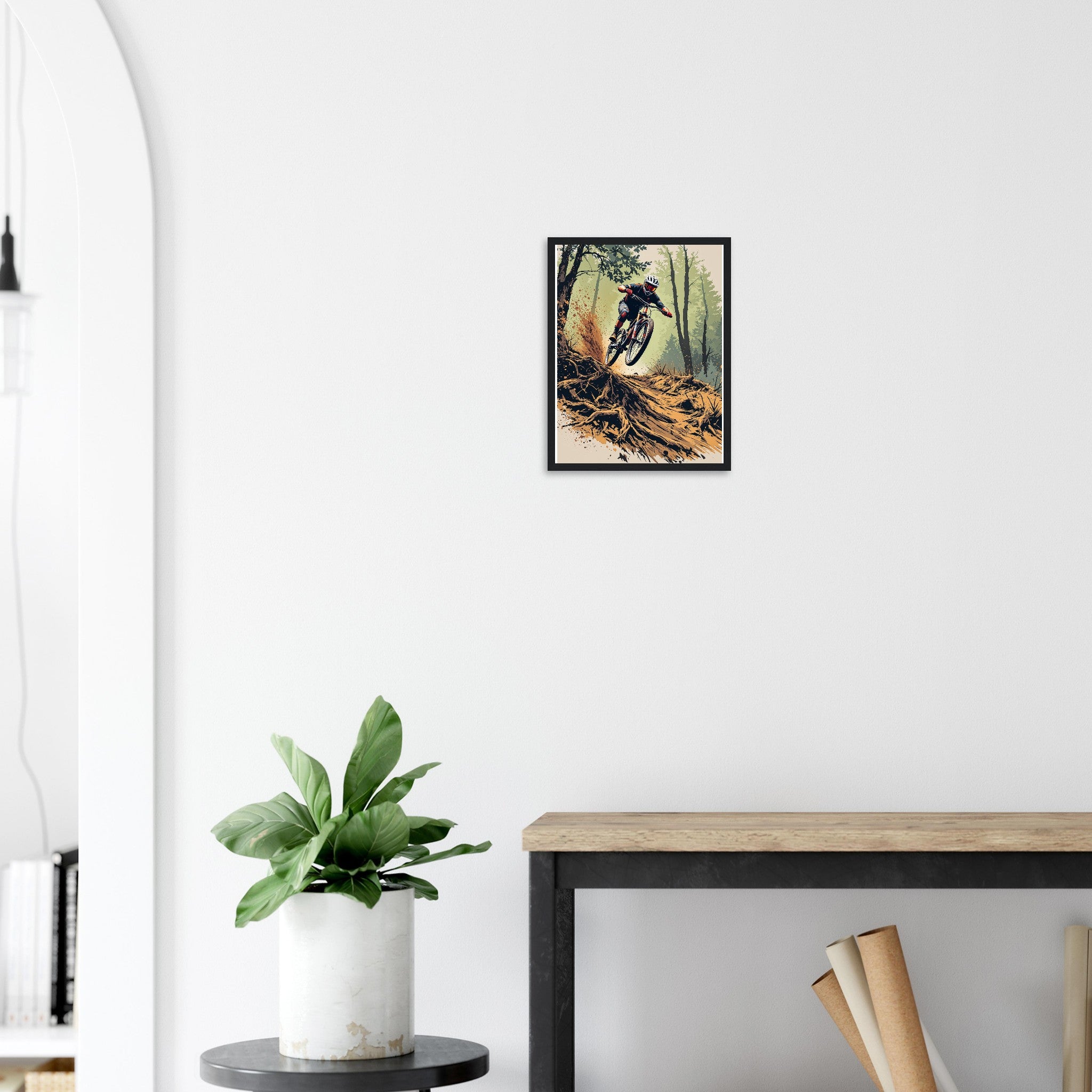 Mountain Biking Descent Framed Art Print — detail view | Wild Thread Co