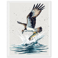 Osprey Diving Fishing River Framed Art Print — detail view | Wild Thread Co