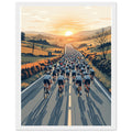 Cycling Sportive Dawn Mass Start Framed Print Wall Art Ready to Hang Framed Art Print — detail view | Wild Thread Co