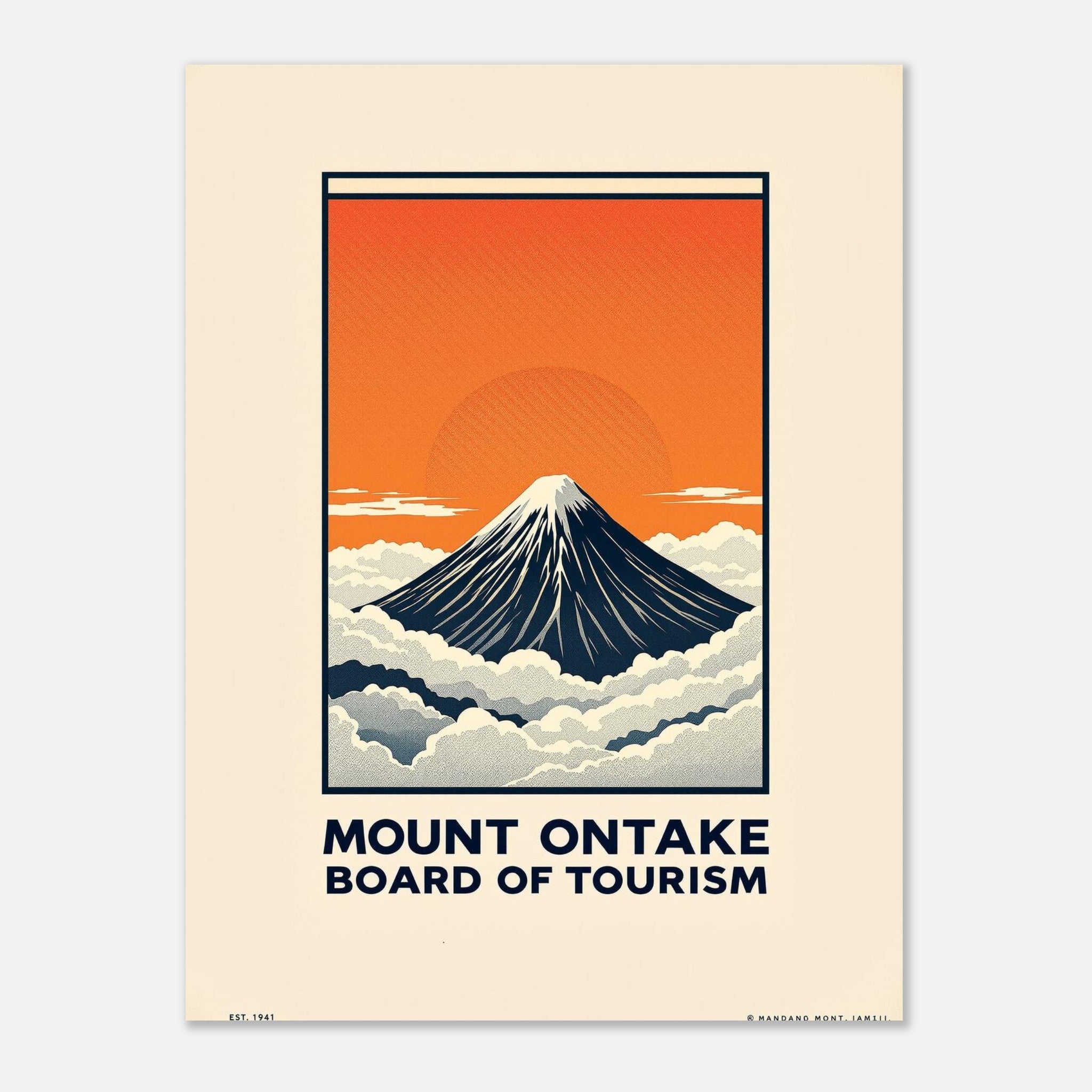 Mount Ontake Vintage Travel Poster Art Print — detail view | Wild Thread Co