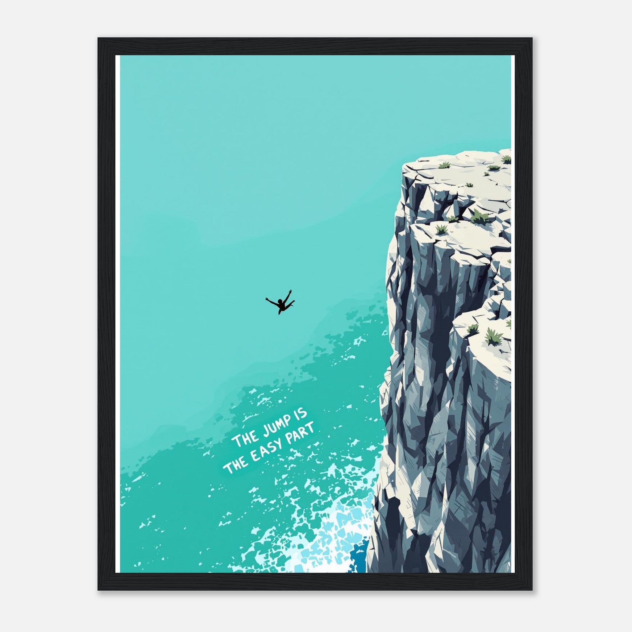 Coasteering Cliff Jump Framed Art Print — detail view | Wild Thread Co