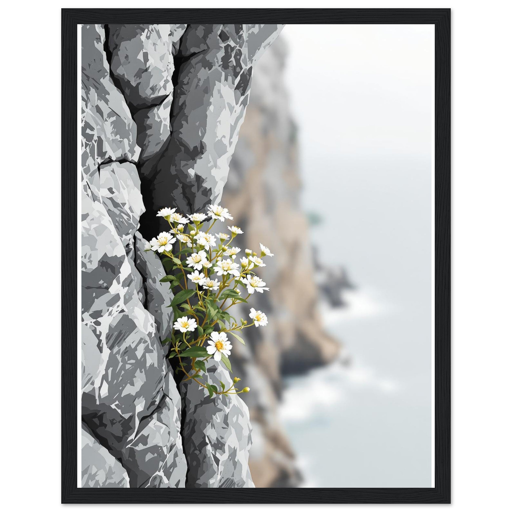 Sea Campion Cliff Crack Granite Framed Print — Framed Art Print | Wild Thread Co