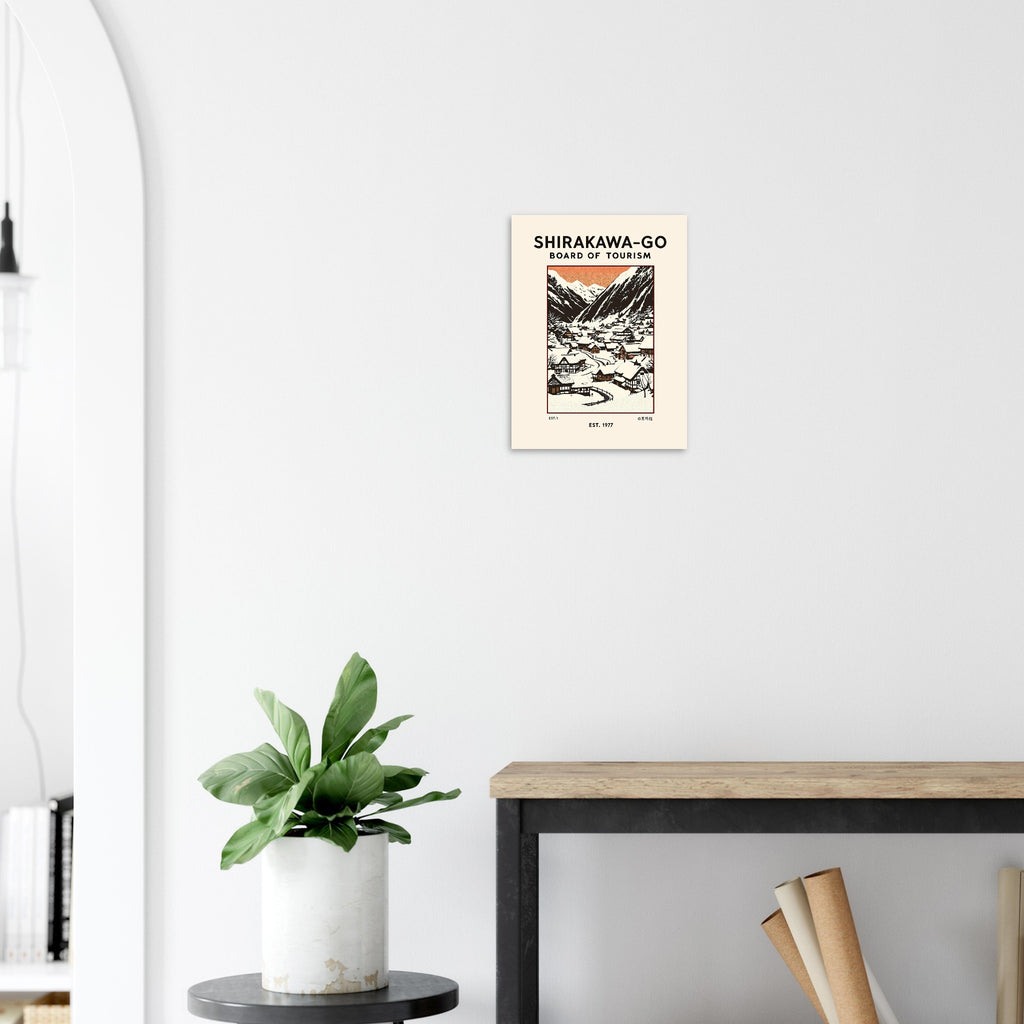 Shirakawa Go Vintage Travel Poster Art Print — detail view | Wild Thread Co