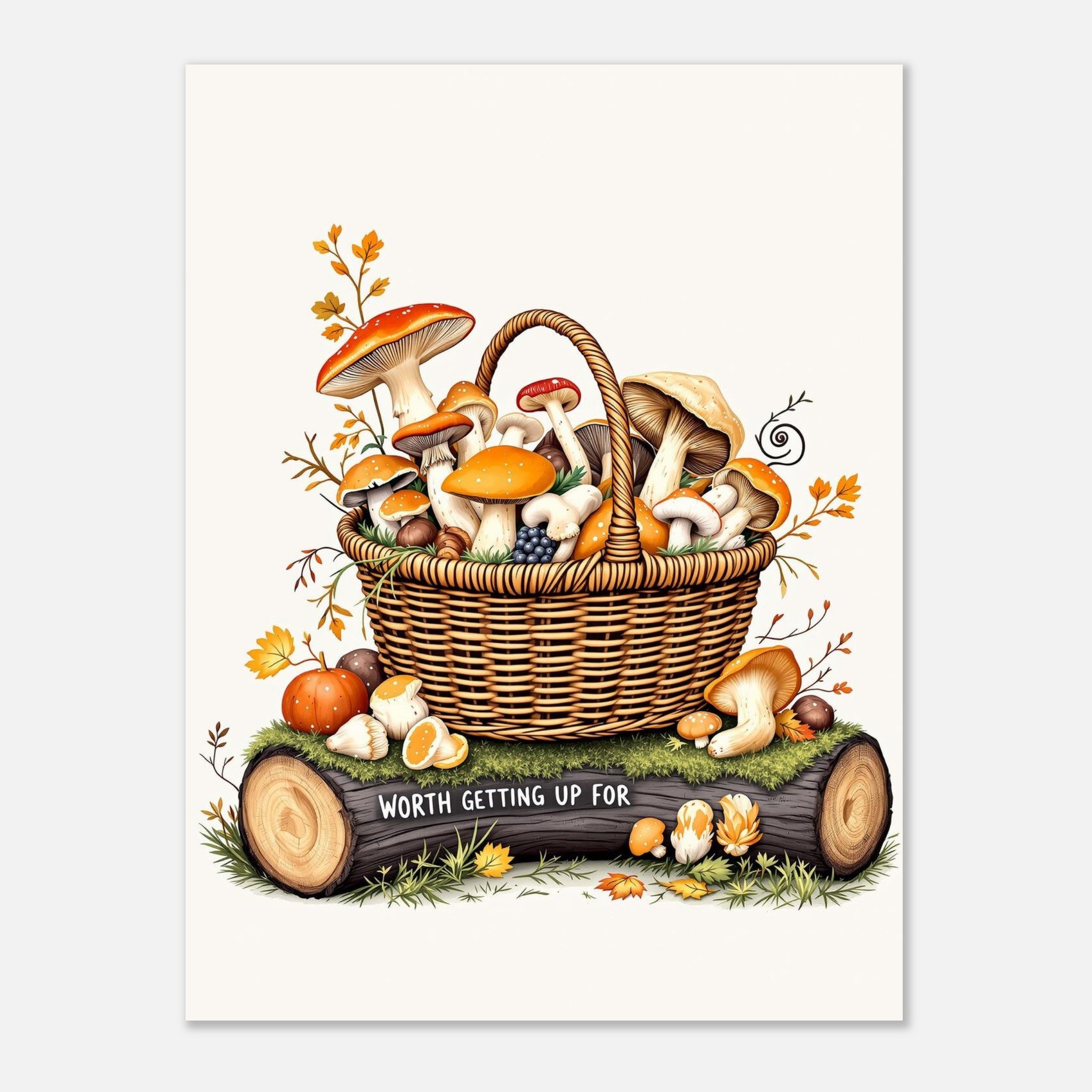 Foraged Mushroom Basket Art Art Print Art Print — detail view | Wild Thread Co