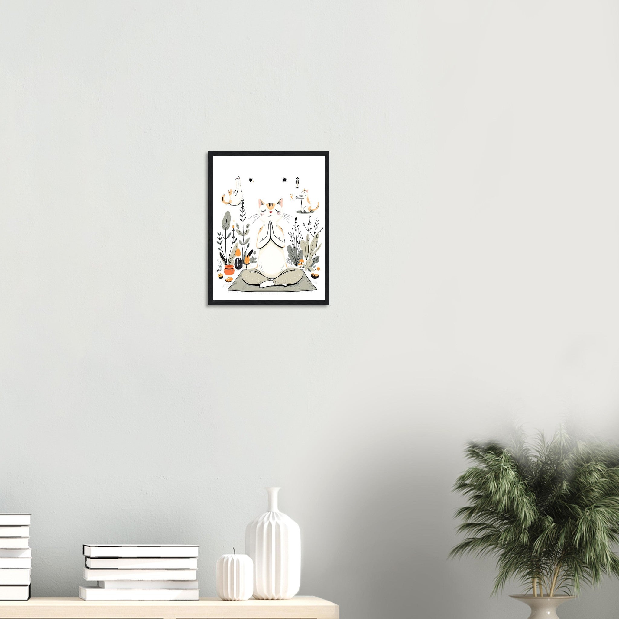 Cat Yoga Poses Art Framed Print Wall Art Ready to Hang UK Framed Art Print — detail view | Wild Thread Co