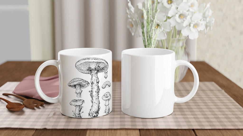Dark Academia Mushroom Foraging Mug — detail view | Wild Thread Co