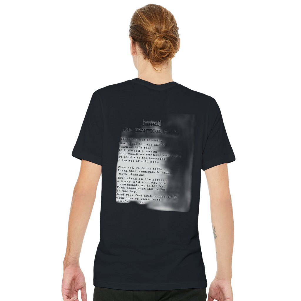 Retro Football Terrace Poetry T-Shirt — detail view | Wild Thread Co