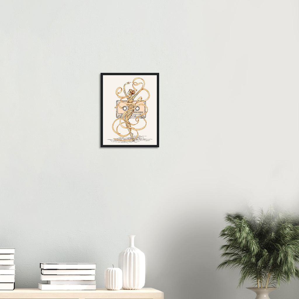 Y2k Cassette Tape Framed Print Wall Art Ready to Hang UK Framed Art Print — detail view | Wild Thread Co