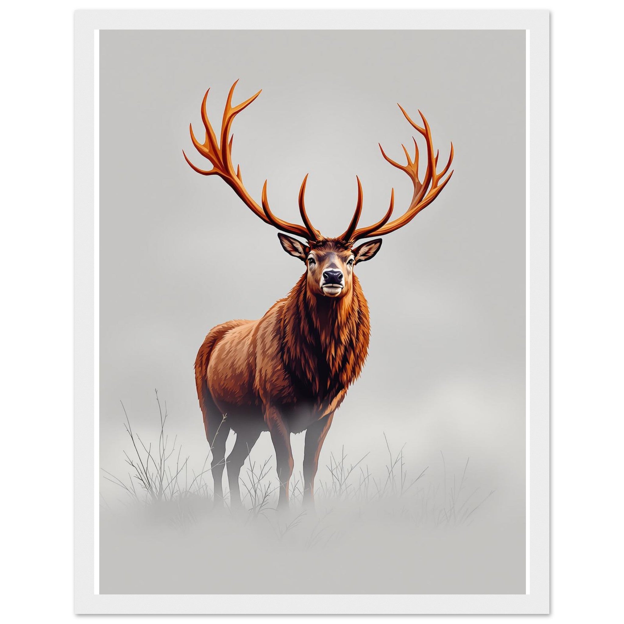 Deer Stag Antlers Framed Print Wall Art Ready to Hang UK — Framed Art Print | Wild Thread Co