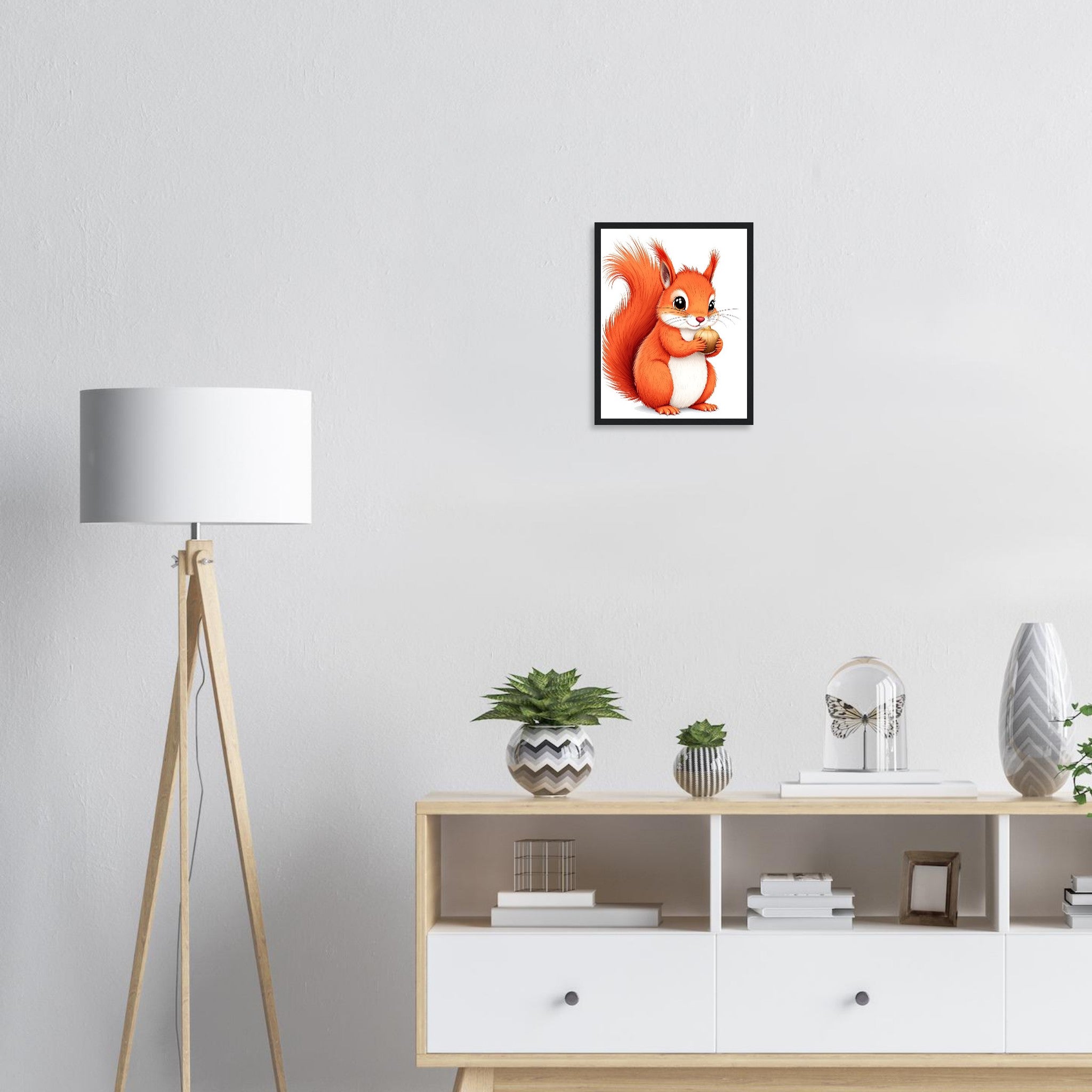 Red Squirrel Framed Print Wall Art Ready to Hang UK Framed Art Print — detail view | Wild Thread Co