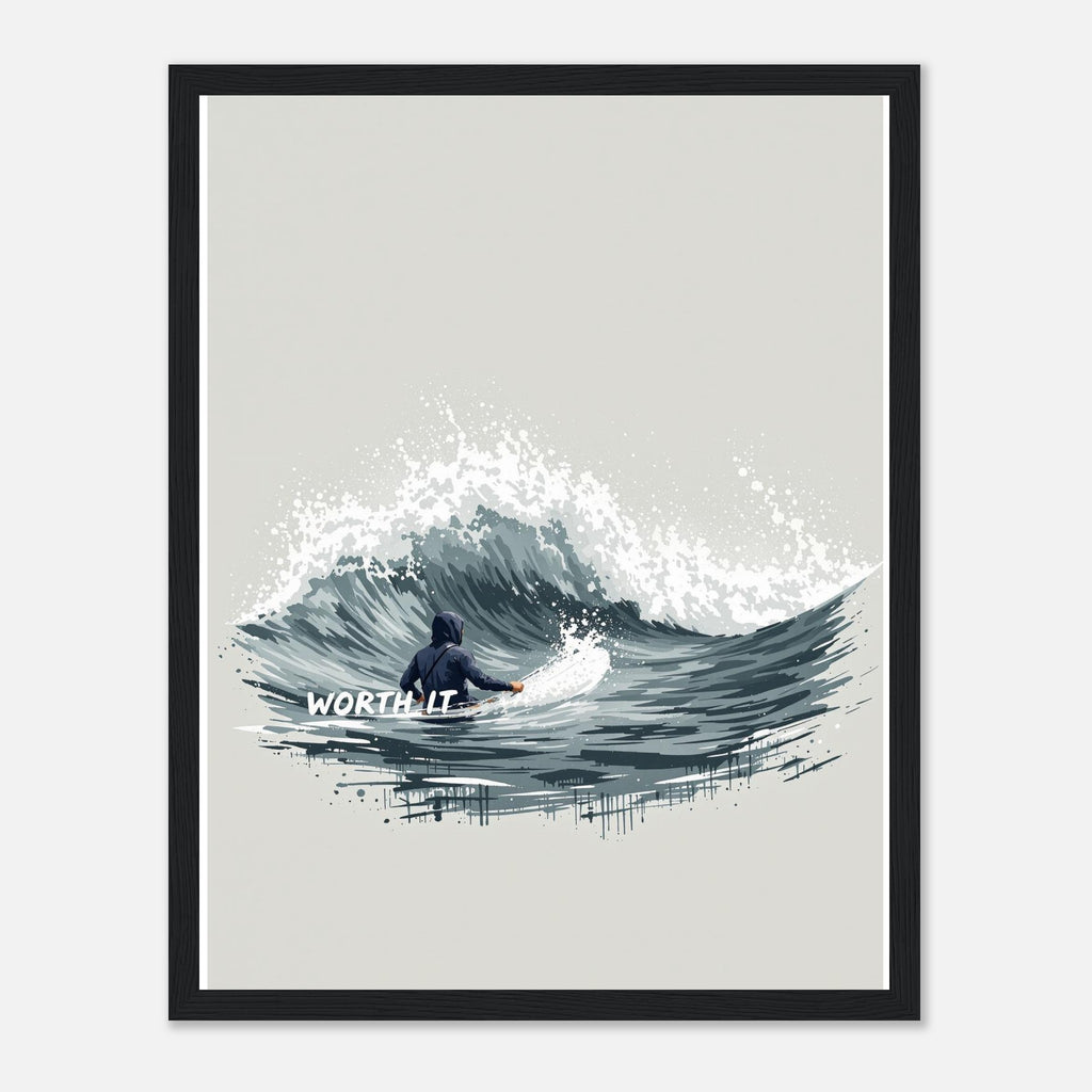 Cold Water Surfing Framed Print Wall Art Ready to Hang UK Framed Art Print — detail view | Wild Thread Co