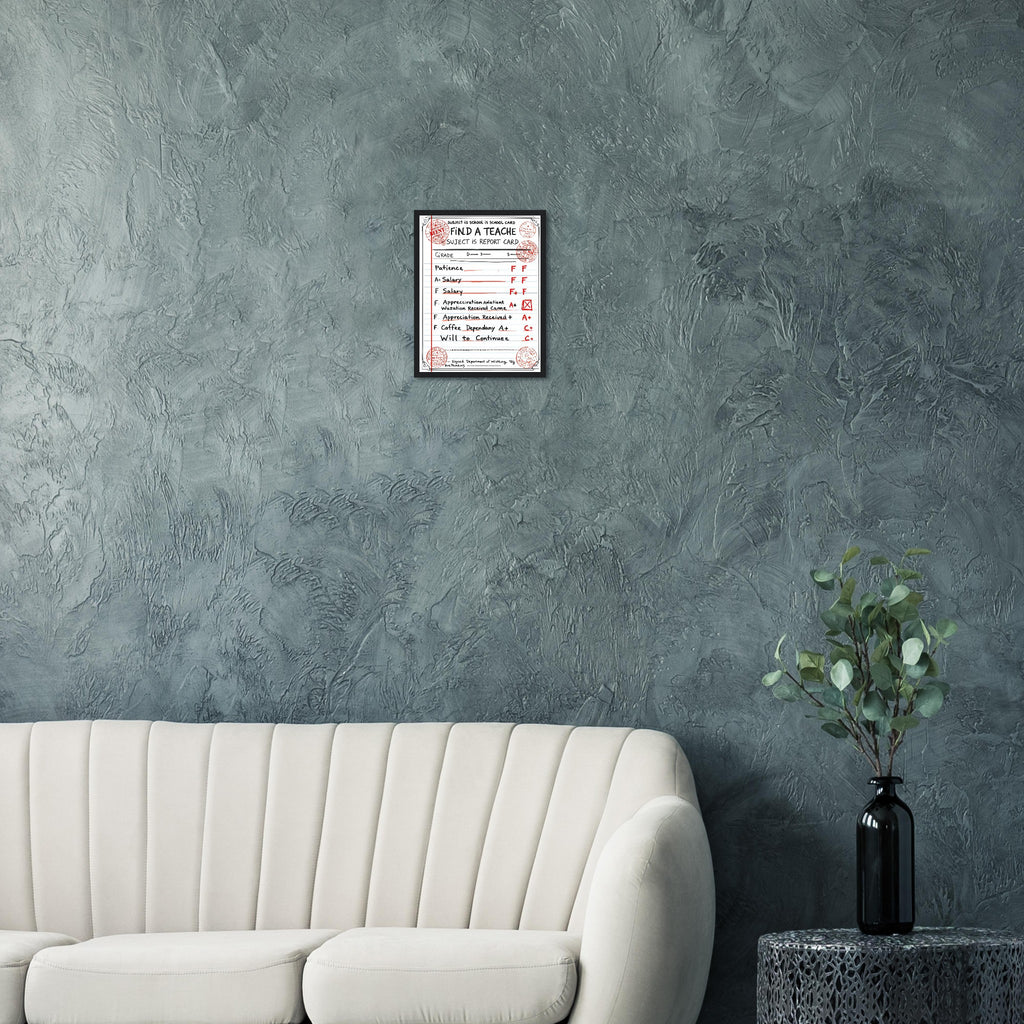 Teacher School Report Card Spoof Framed Art Print — detail view | Wild Thread Co