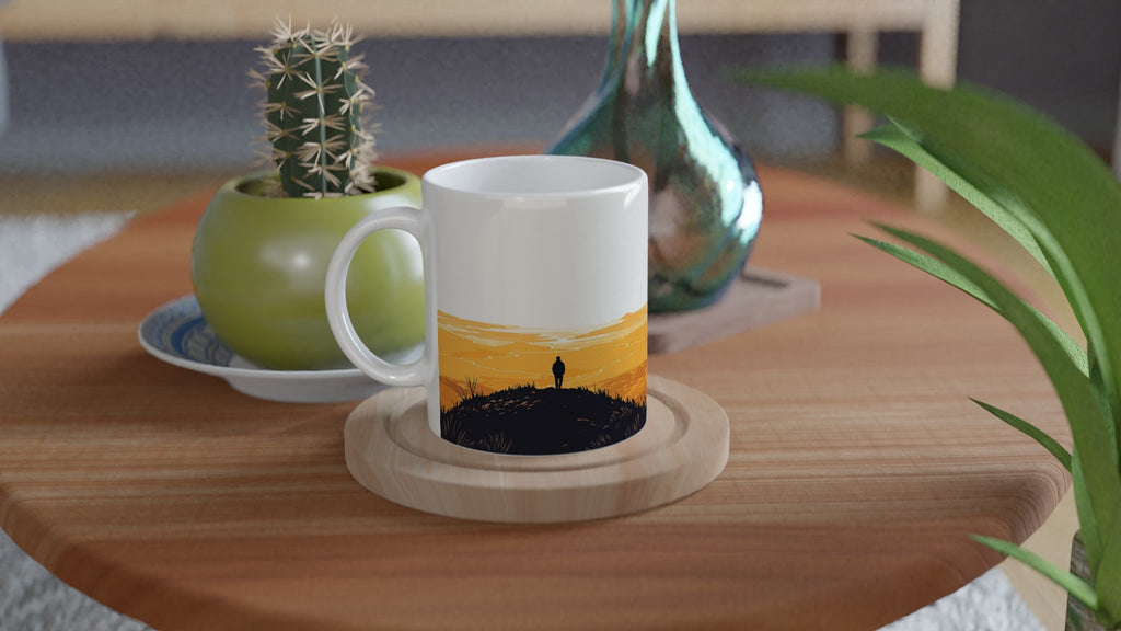 Golden Hour Hilltop Long Shadow Mug — detail view | Wild Thread Co