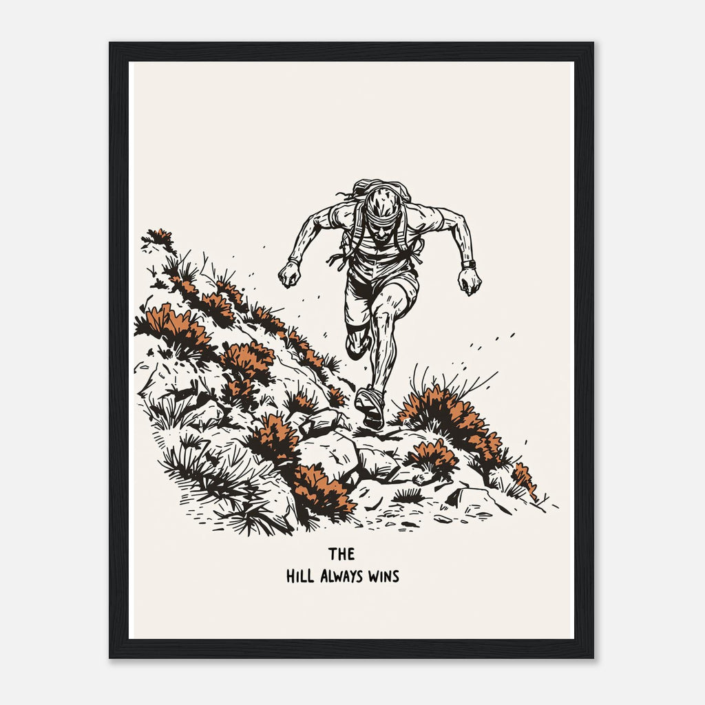 Trail Running Uphill Framed Print Wall Art Ready to Hang UK Framed Art Print — detail view | Wild Thread Co