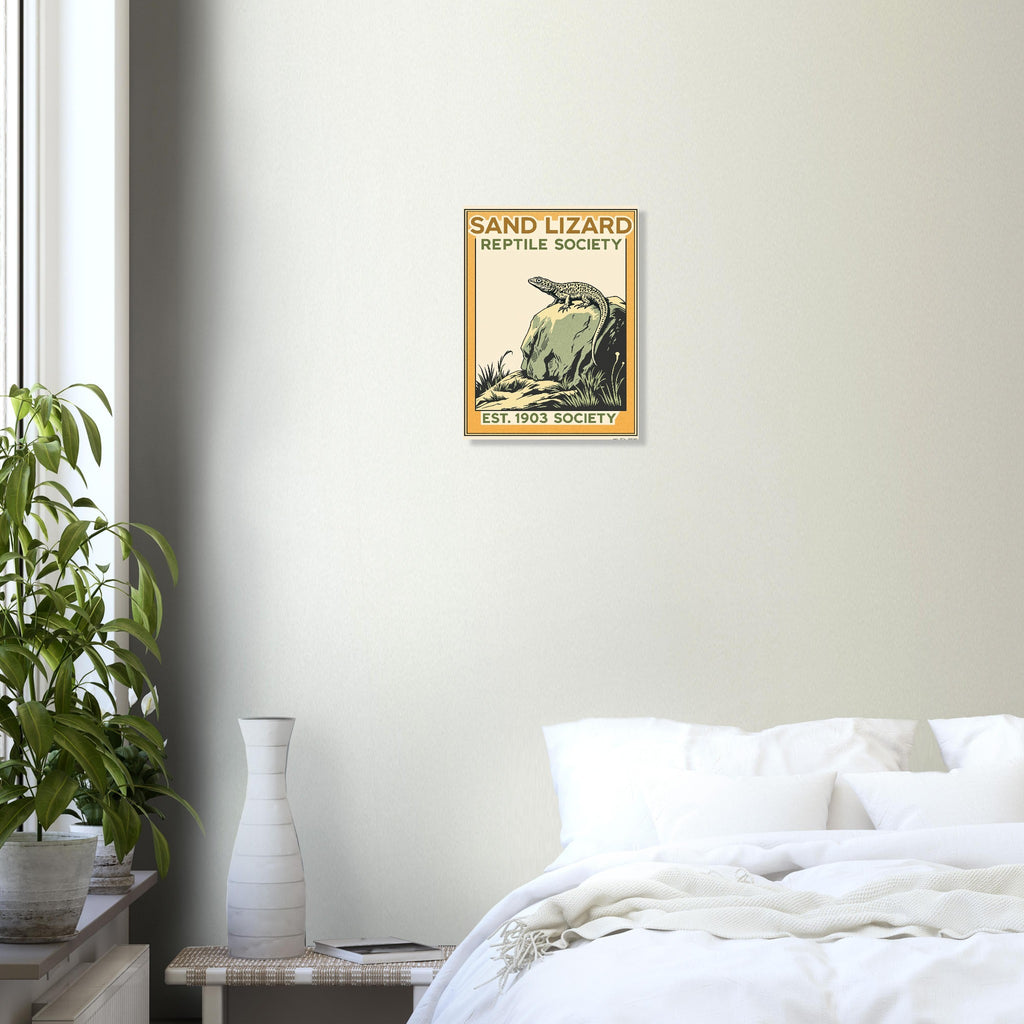 Sand Lizard Vintage Travel Poster Art Print — detail view | Wild Thread Co