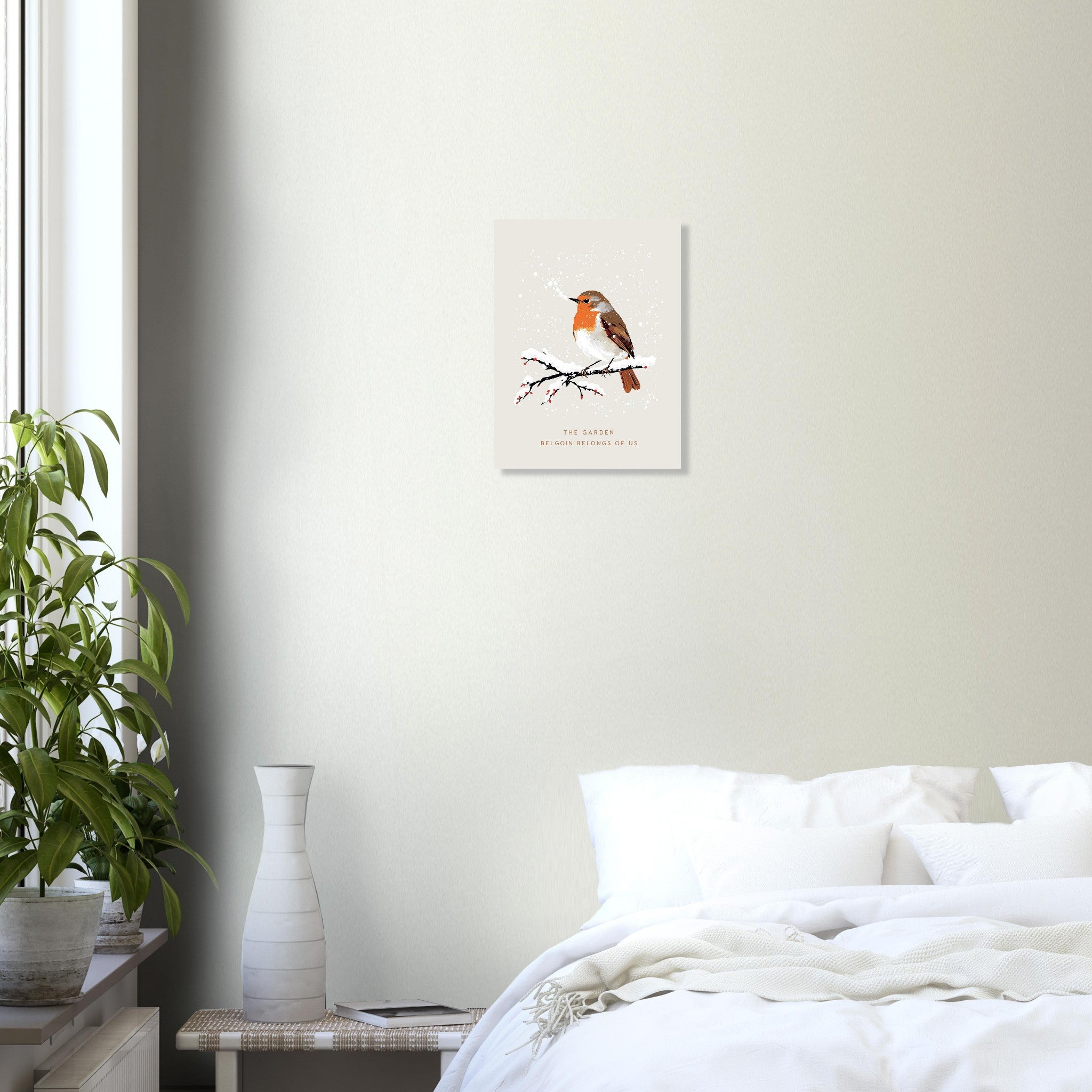 Winter Robin British Bird Art A1 Art Print Art Print — detail view | Wild Thread Co