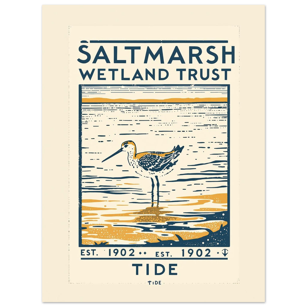 Saltmarsh Vintage Travel Poster Art Print — detail view | Wild Thread Co