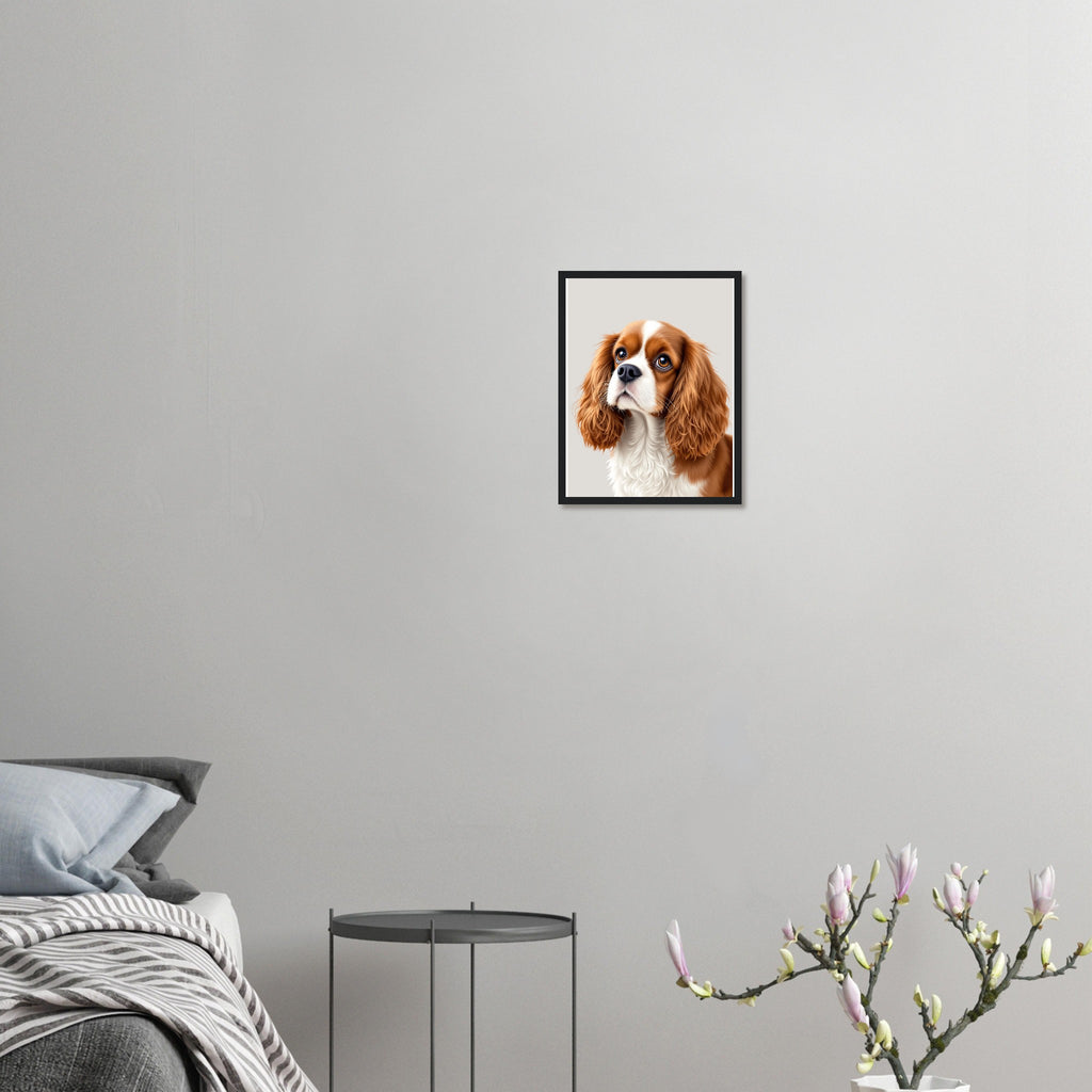Cavalier King Charles Art Framed Print Wall Art Ready to Hang UK Framed Art Print — detail view | Wild Thread Co