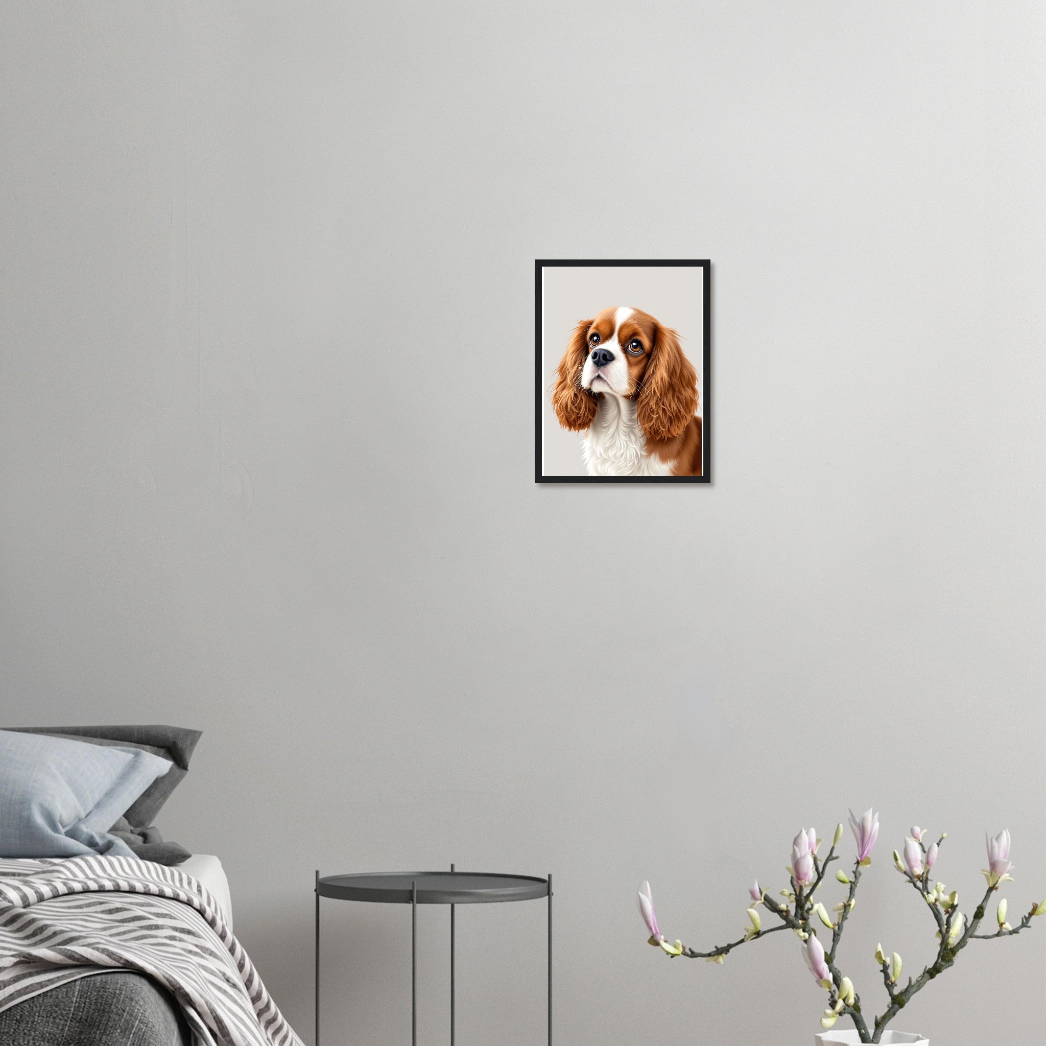 Cavalier King Charles Art Framed Print Wall Art Ready to Hang UK Framed Art Print — detail view | Wild Thread Co