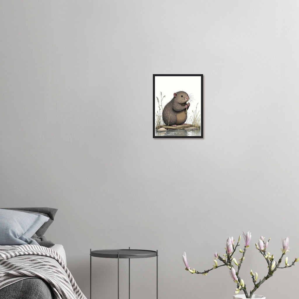 Water Vole Ratty Riverbank Framed Print Wall Art Ready to Hang UK Framed Art Print — detail view | Wild Thread Co