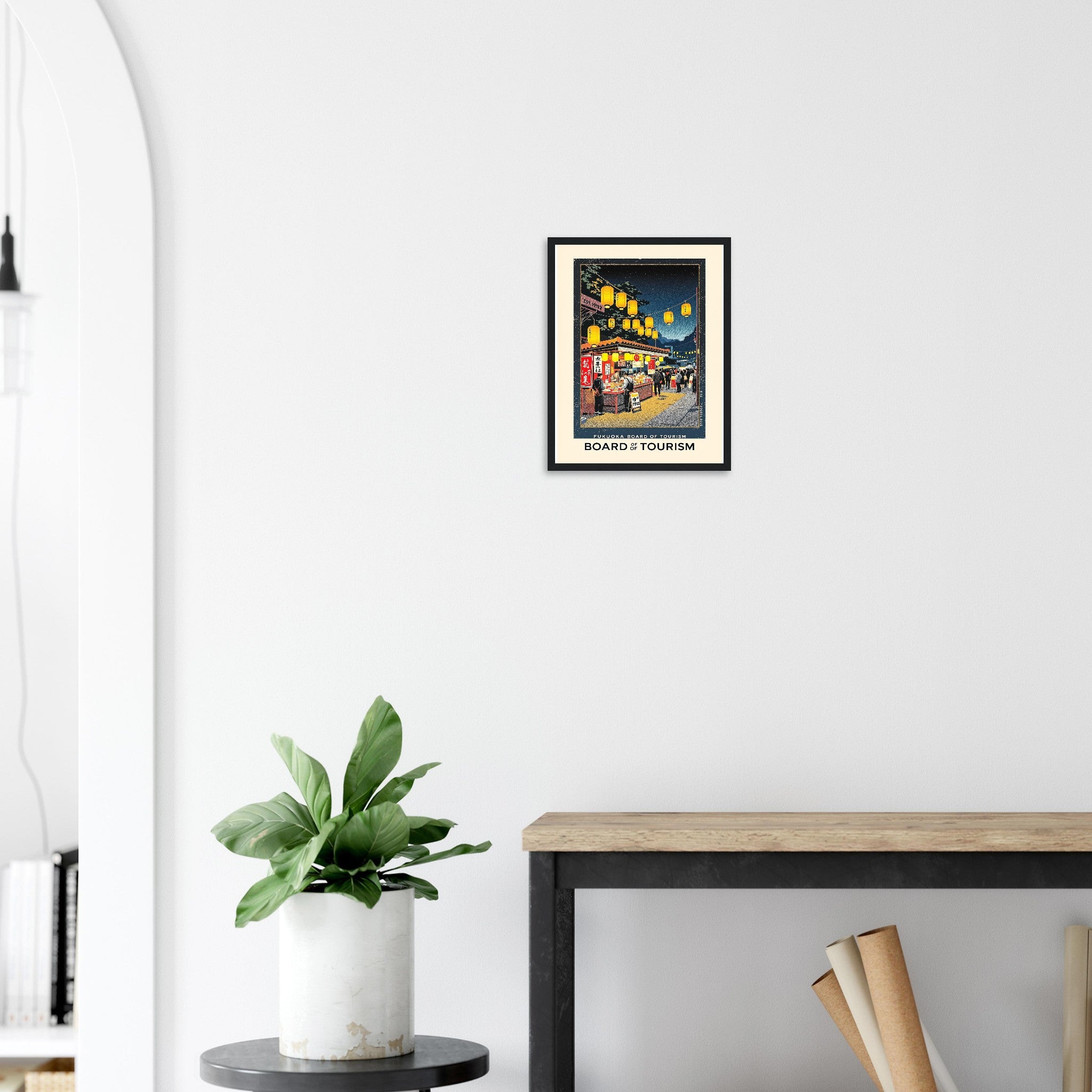 Fukuoka Vintage Travel Poster Framed Art Print — detail view | Wild Thread Co