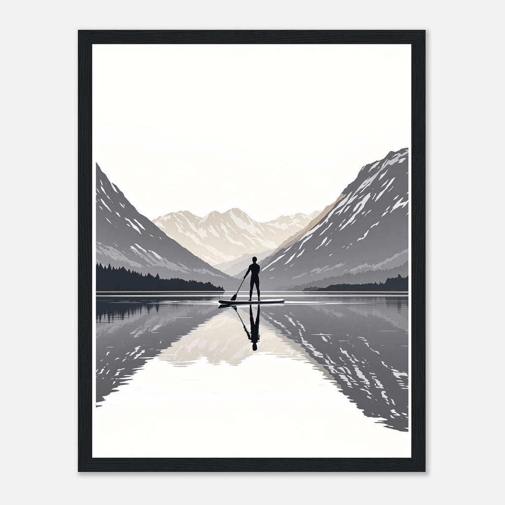 Canal Paddleboard Loch Reflection Dawn Framed Art Print — detail view | Wild Thread Co