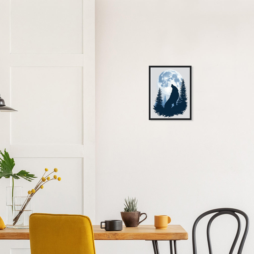 Dog Howling Moon Framed Art Print — detail view | Wild Thread Co