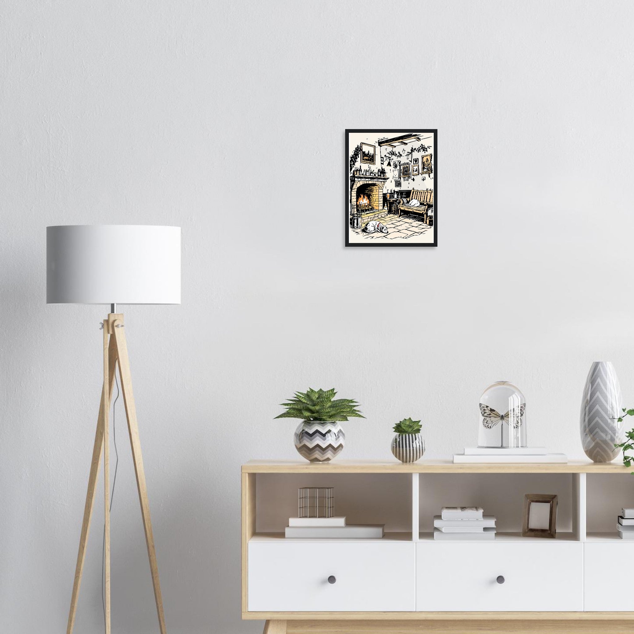 Country Pub Fireplace Sanctuary Framed Art Print — detail view | Wild Thread Co