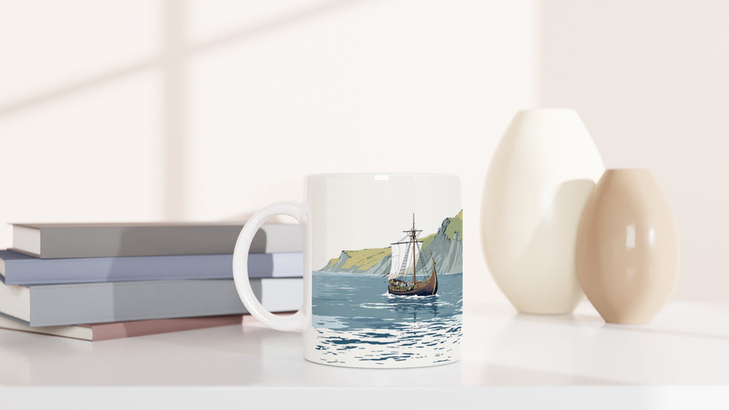Viking Longship Mug — detail view | Wild Thread Co