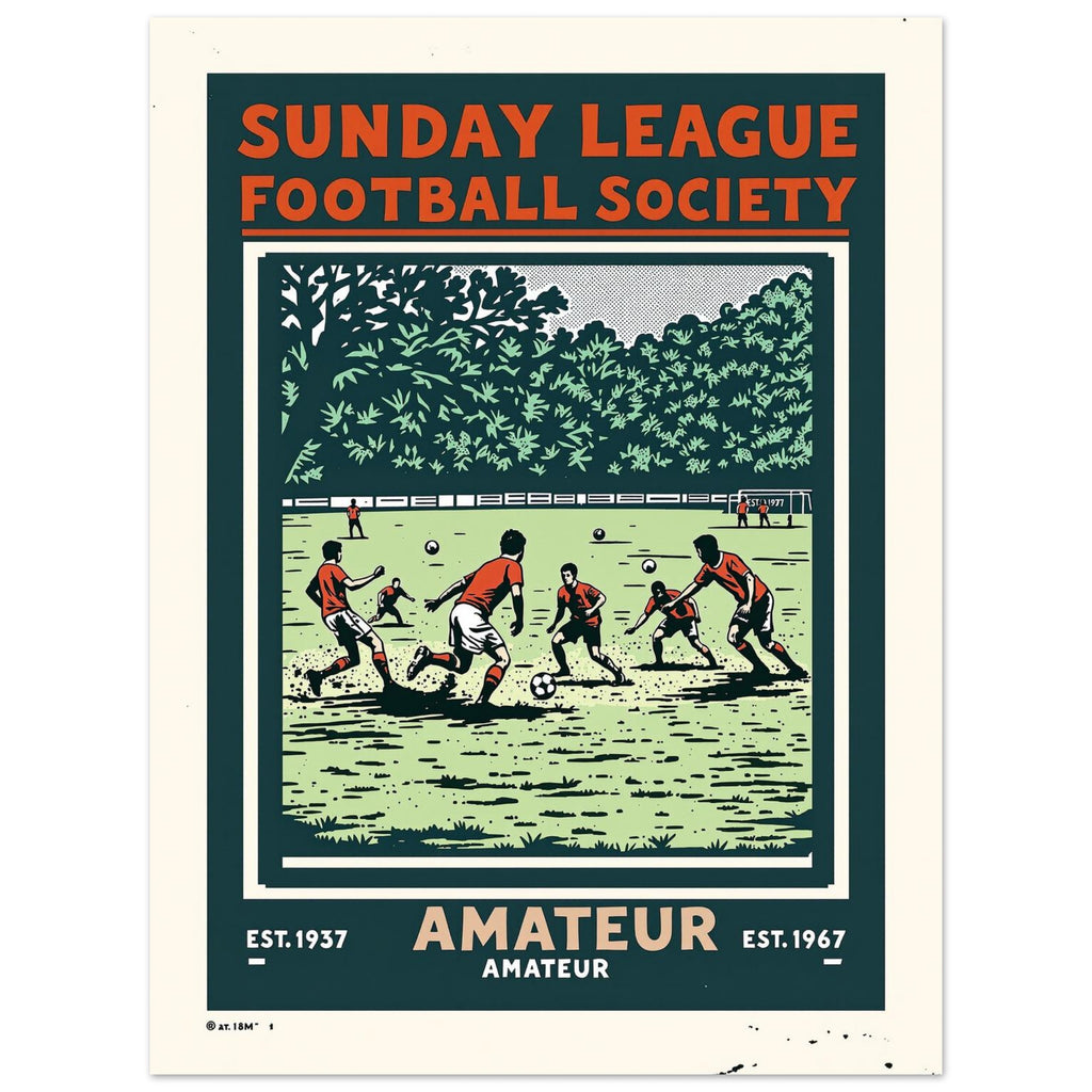 Sunday League Vintage Travel Poster Art Print — detail view | Wild Thread Co