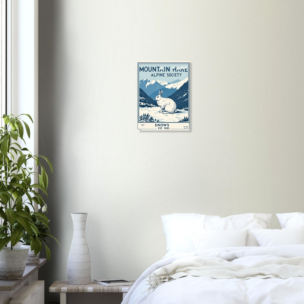 Mountain Hare Vintage Travel Poster Art Print — detail view | Wild Thread Co
