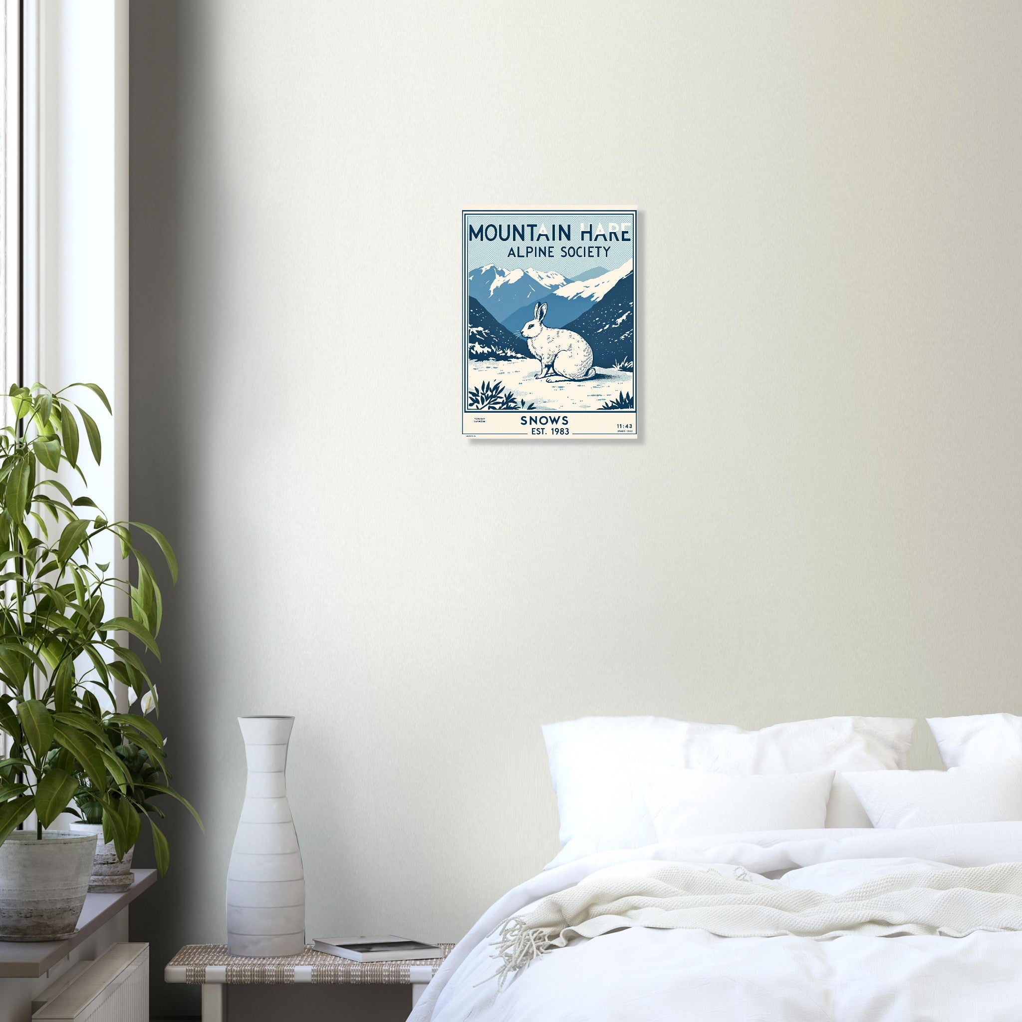 Mountain Hare Vintage Travel Poster Art Print — detail view | Wild Thread Co