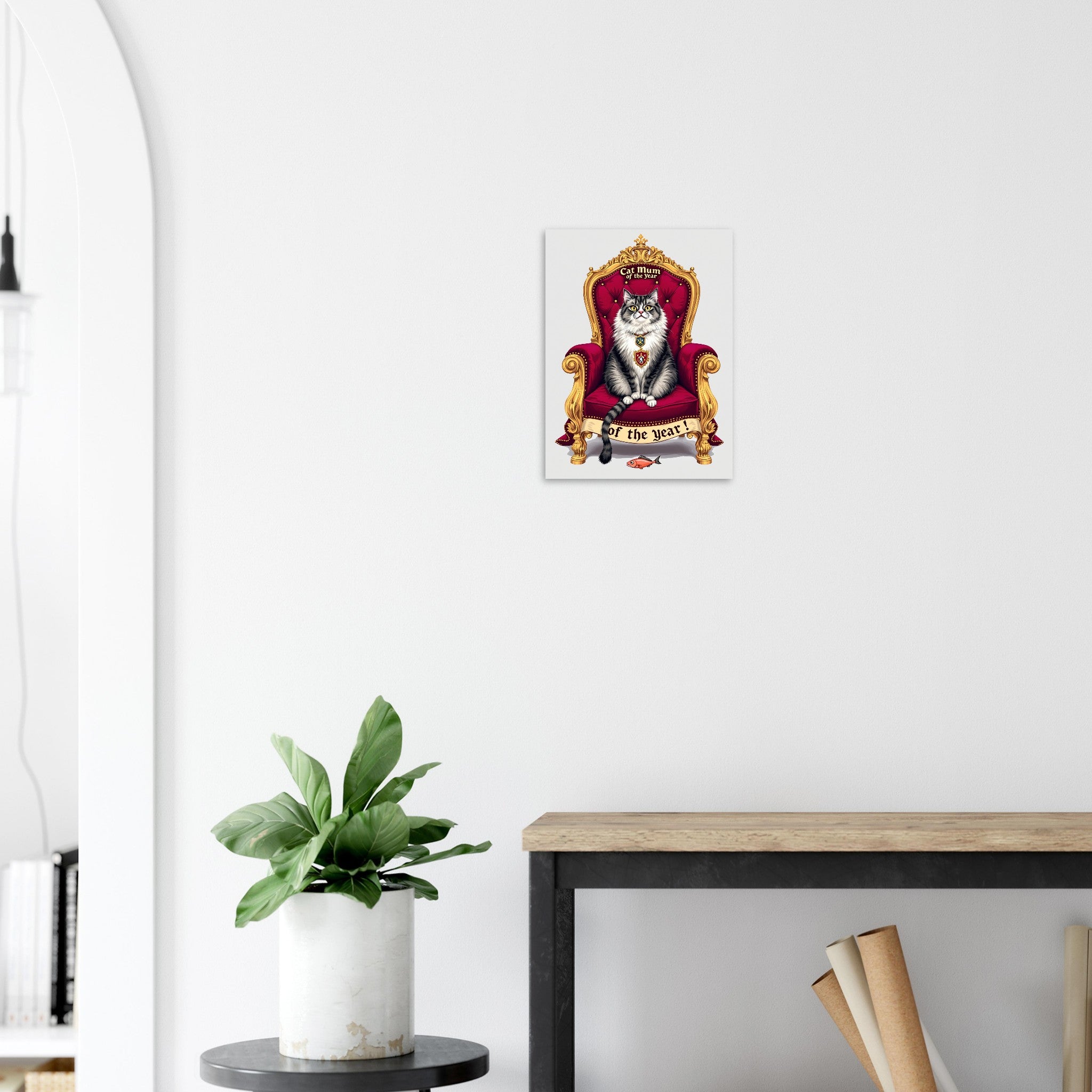 Cat Mum of the Year Royal Portrait Art Print Poster Wall Art UK — Art Print | Wild Thread Co