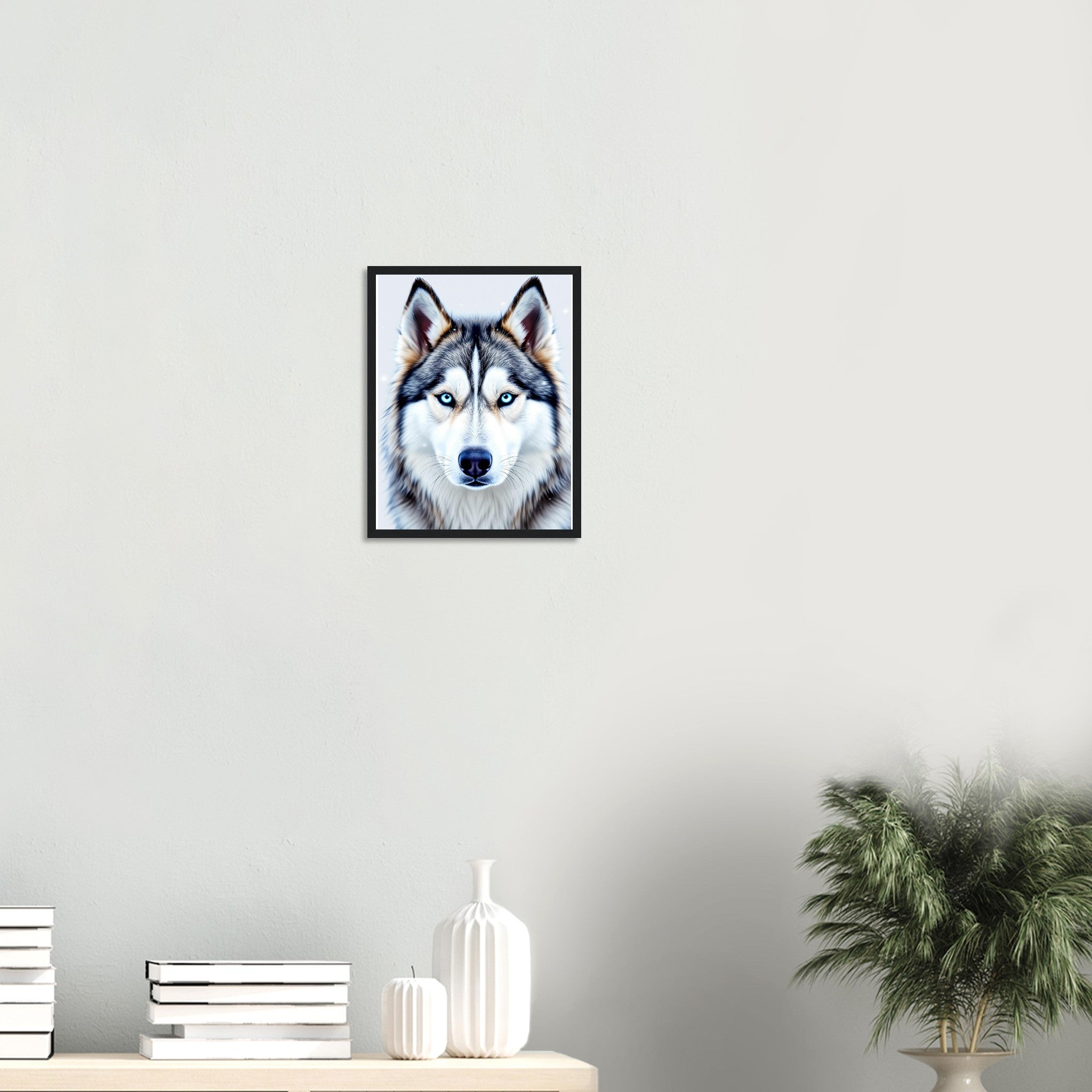 Husky Blue Eyes Framed Print Wall Art Ready to Hang UK Framed Art Print — detail view | Wild Thread Co