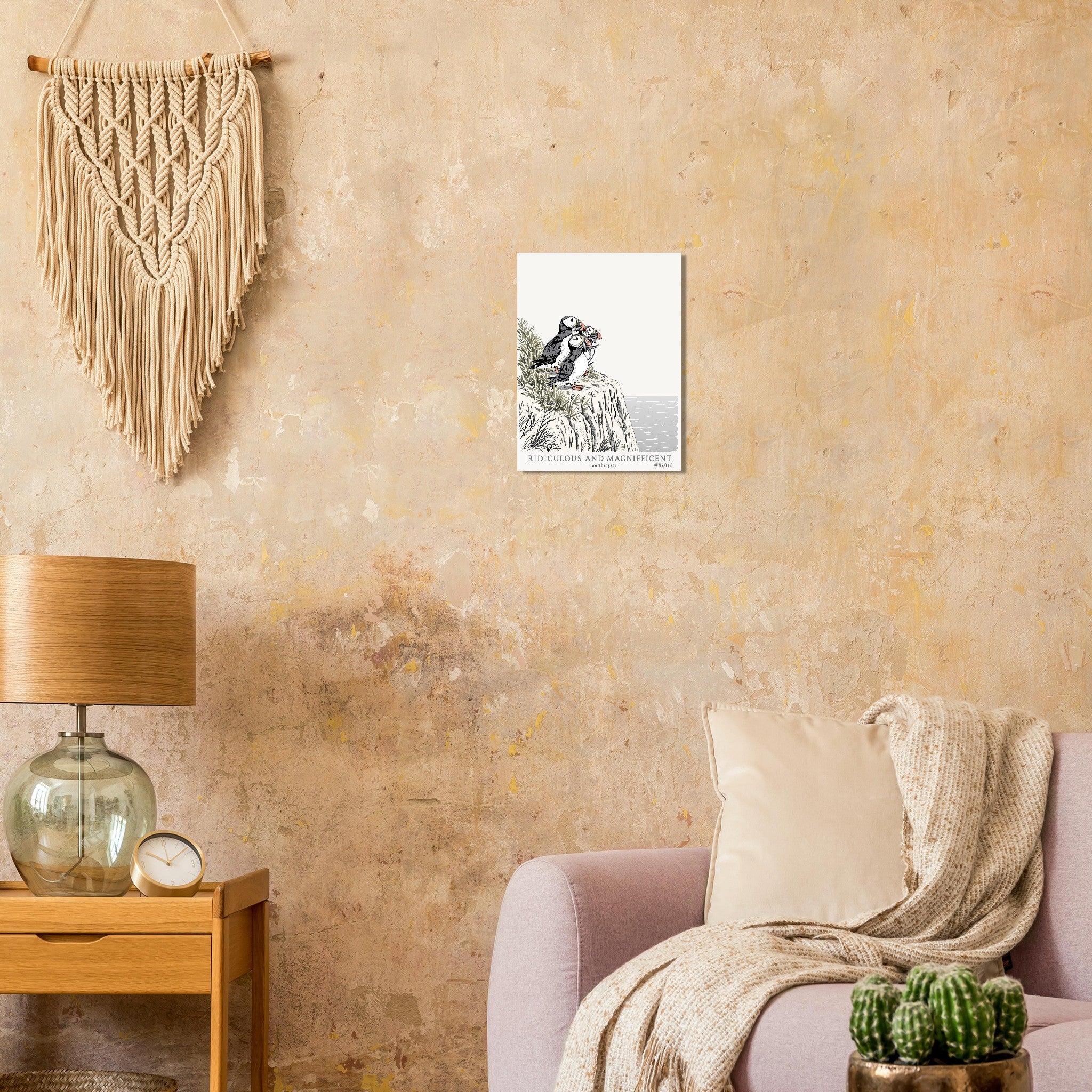 Puffin Colony A1 Art Print Art Print — detail view | Wild Thread Co