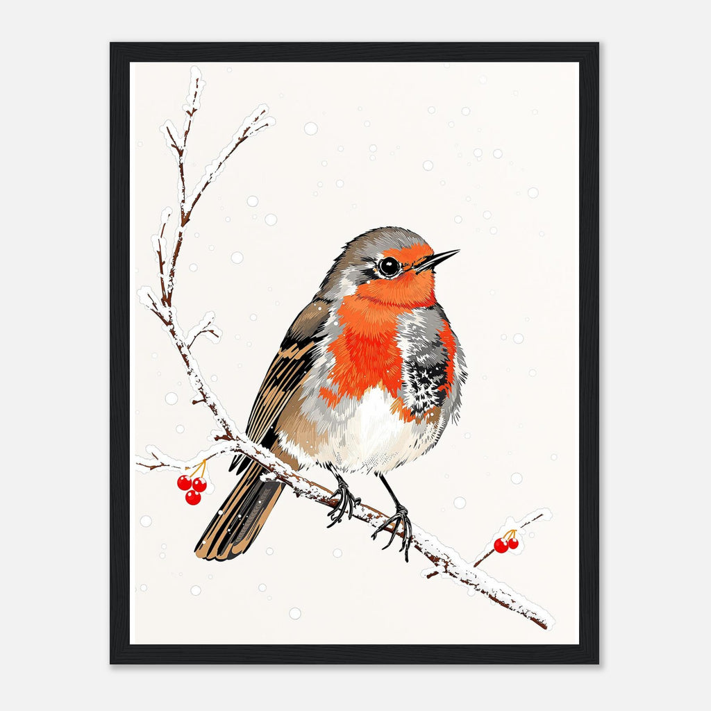 Robin Redbreast Art Framed Print Wall Art Ready to Hang UK Framed Art Print — detail view | Wild Thread Co
