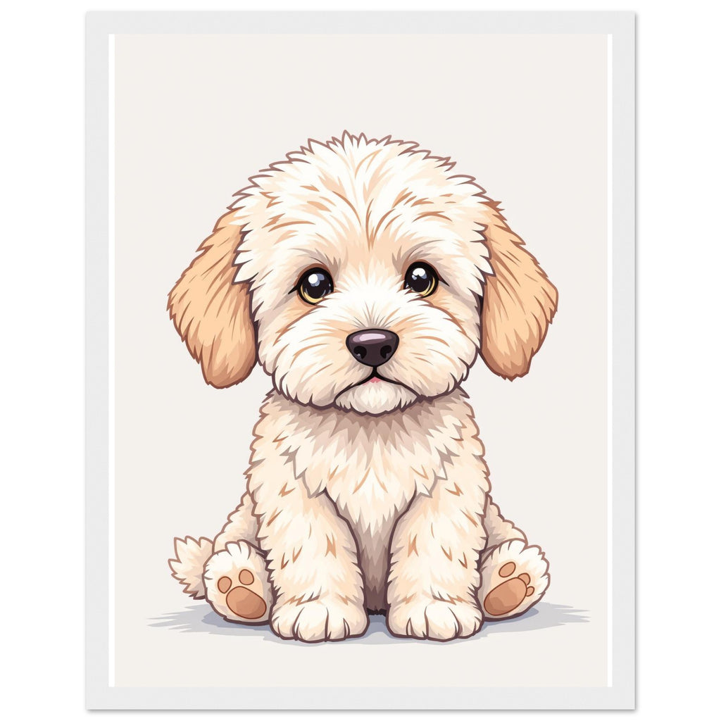 Cockapoo Fluffy Art Framed Print Wall Art Ready to Hang UK Framed Art Print — detail view | Wild Thread Co