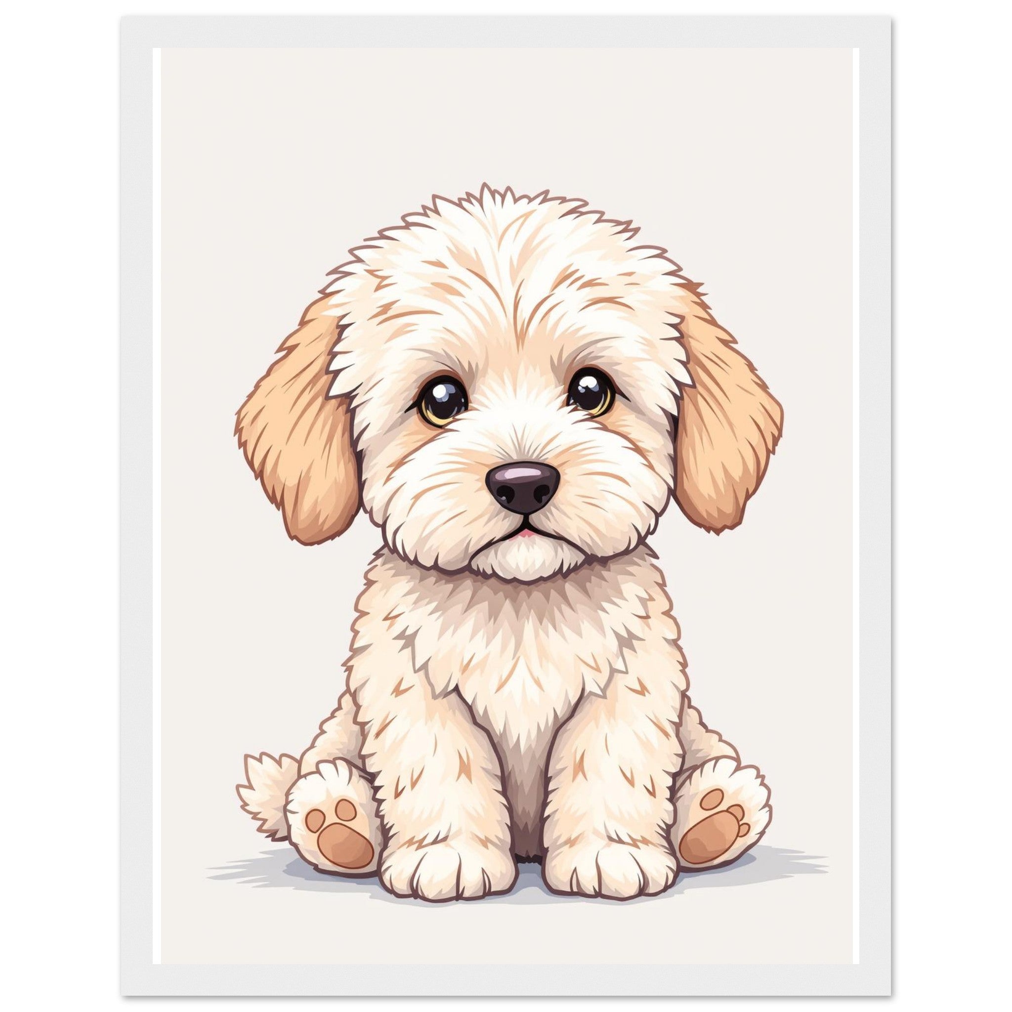 Cockapoo Fluffy Art Framed Print Wall Art Ready to Hang UK Framed Art Print — detail view | Wild Thread Co