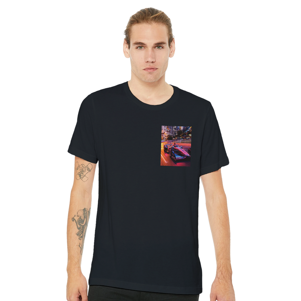 Formula E City Racing T-Shirt — detail view | Wild Thread Co