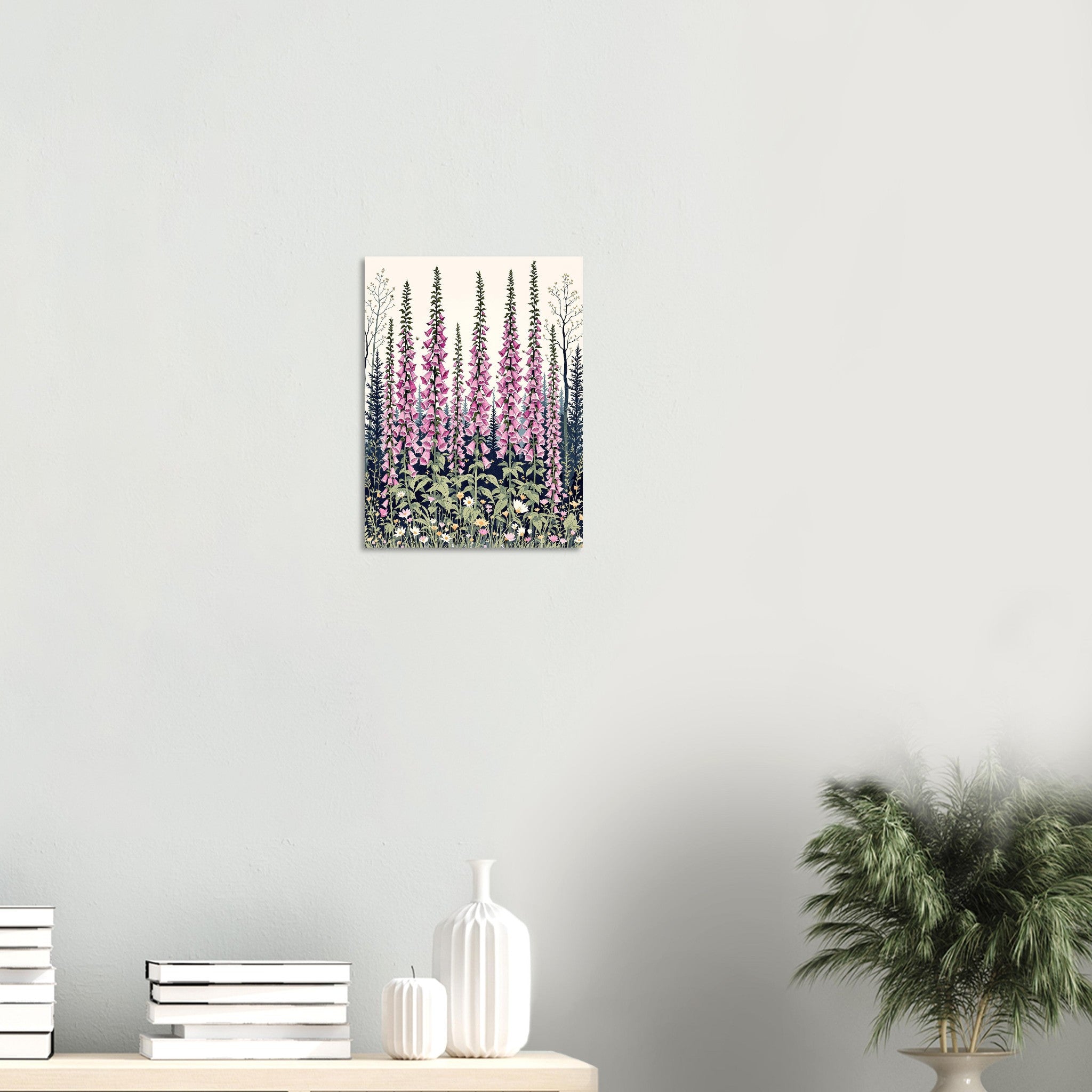 Foxglove Woodland Clearing A1 Art Print Art Print — detail view | Wild Thread Co
