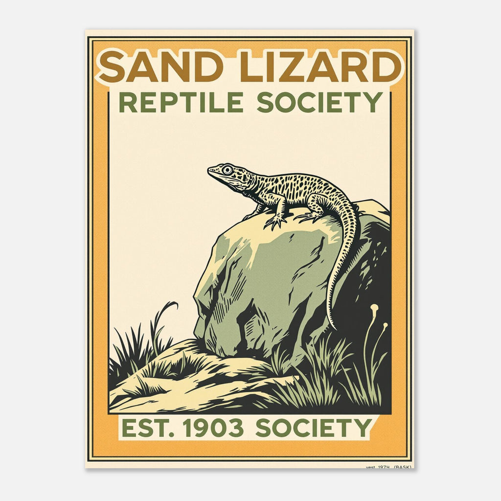 Sand Lizard Vintage Travel Poster Art Print — detail view | Wild Thread Co