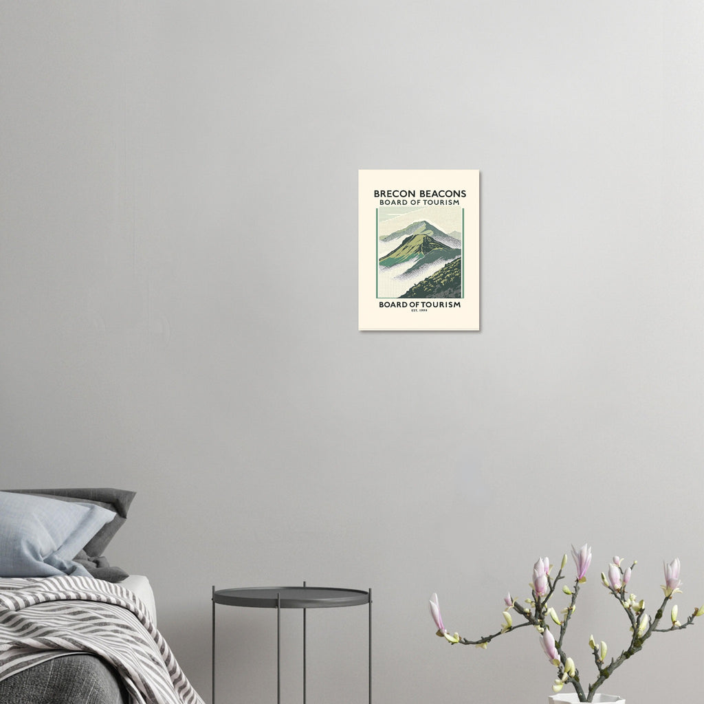 Brecon Beacons Vintage Travel Poster Art Print — detail view | Wild Thread Co